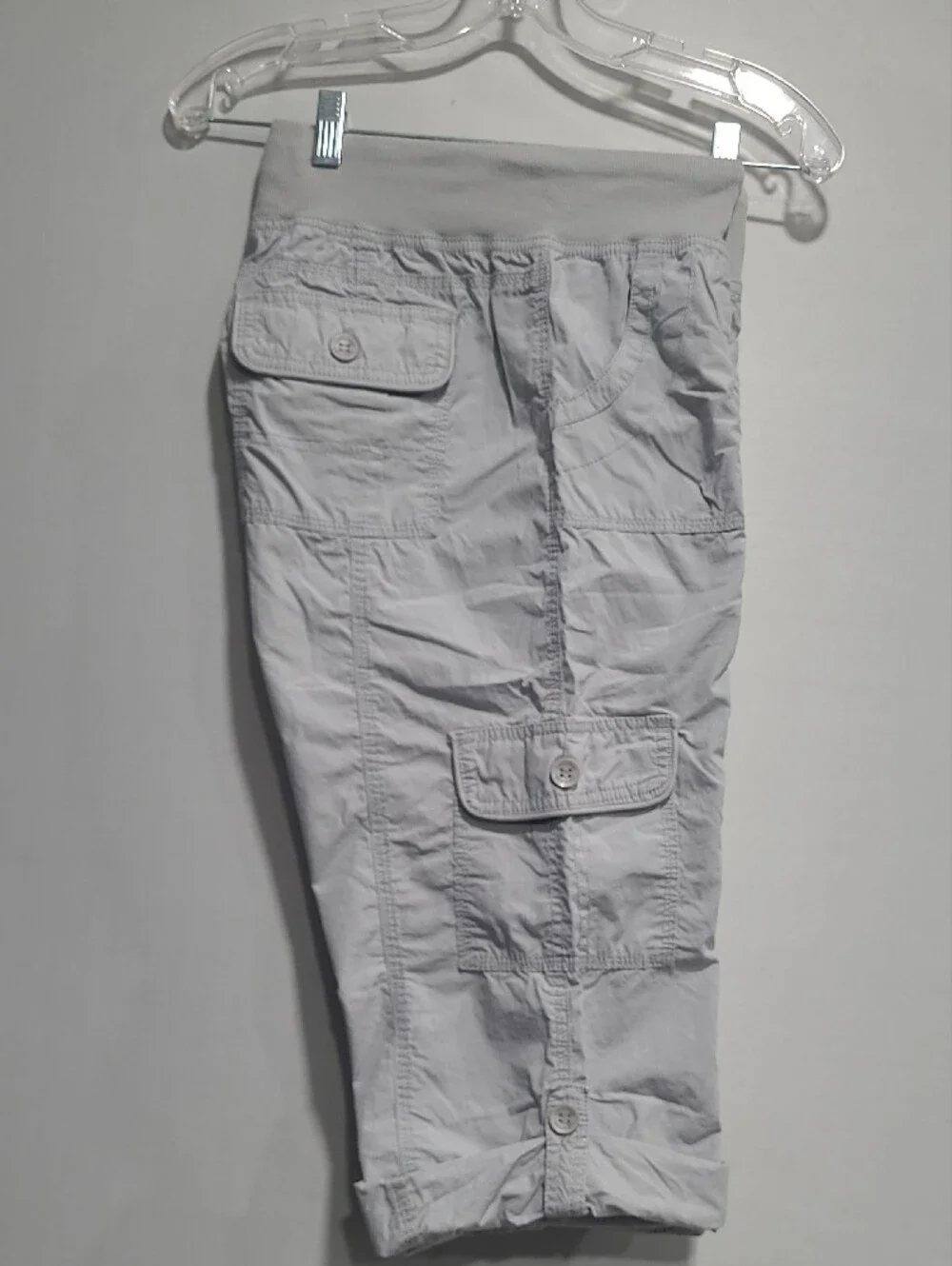 Calvin Klein Womens Light Gray Cargo Shorts - Casual Drawstring Waist Sz M/M